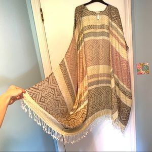 Free People soft striped maxi midi coverup robe